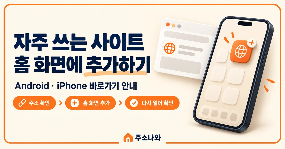 자주 쓰는 사이트를 Android와 iPhone 홈 화면에 추가하는 주소 확인·추가·재실행 과정