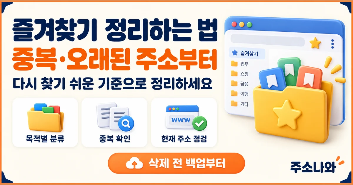 즐겨찾기 정리의 목적별 분류·중복 확인·현재 주소 점검과 삭제 전 백업 안내