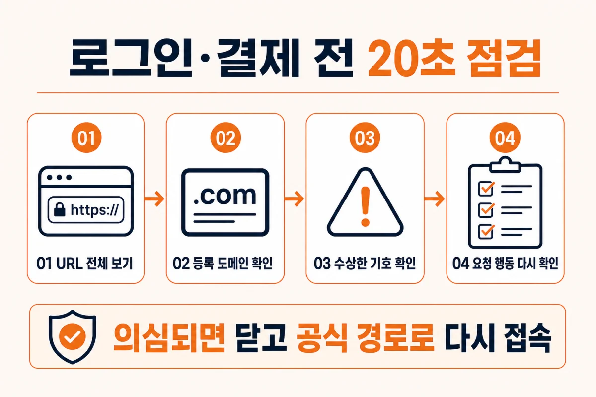 URL 구조 보는 법을 적용한 등록 도메인·수상한 기호·요청 행동 4단계 체크리스트