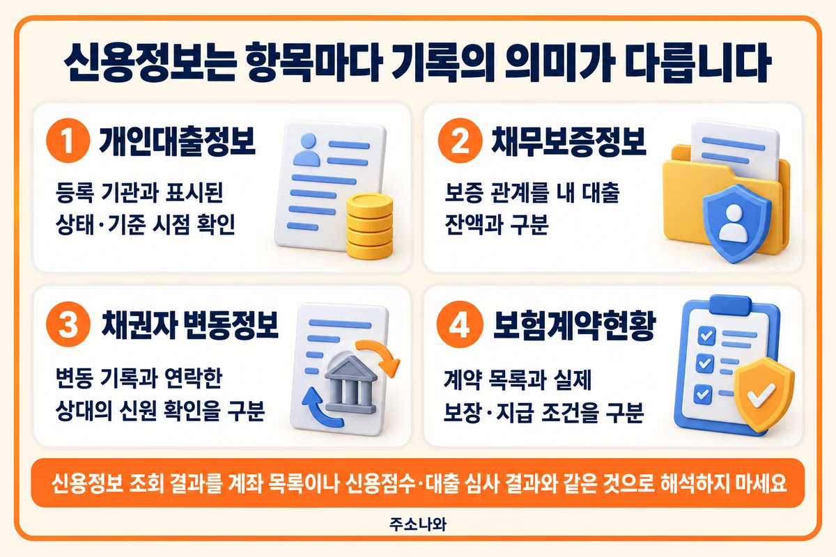 Credit4U 안내: 대출·보증·채권자 변동·보험계약 기록의 의미 구분