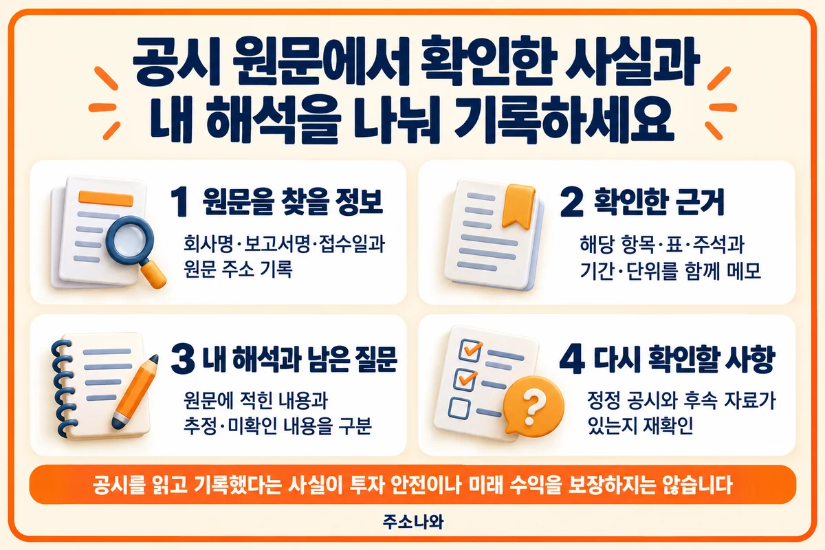 DART 안내: 보고서 정보·표와 주석·개인 해석·후속 공시 확인
