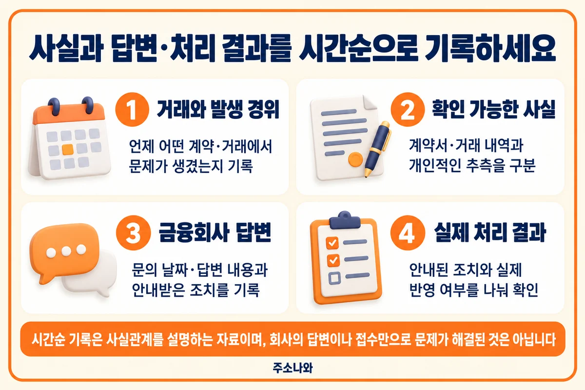 금융감독원 안내: 발생 경위·확인 가능한 사실·회사 답변·실제 처리 결과 기록