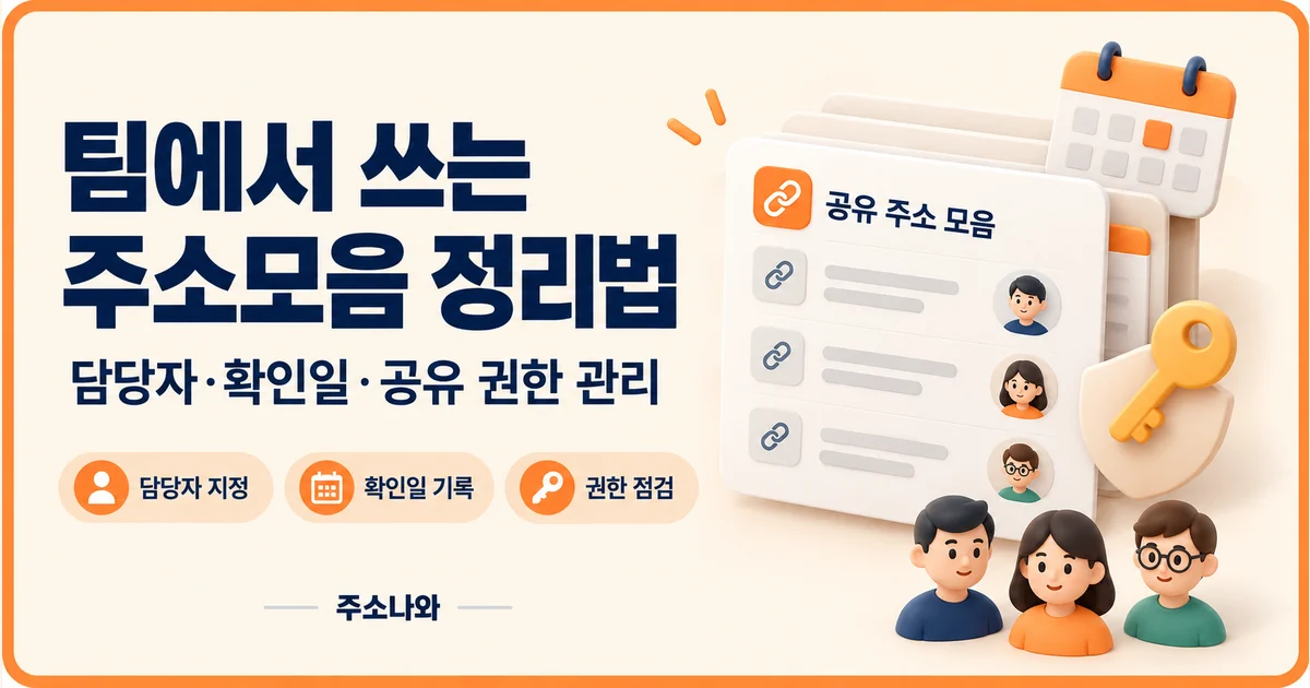 팀 주소모음의 담당자 지정·확인일 기록·공유 권한 점검을 안내하는 표지